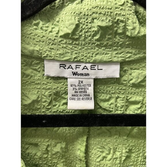 Rafael Womans Textured Lime Green Abalone Button-Up Plisse Shacket Blouse 2X - Picture 6 of 9